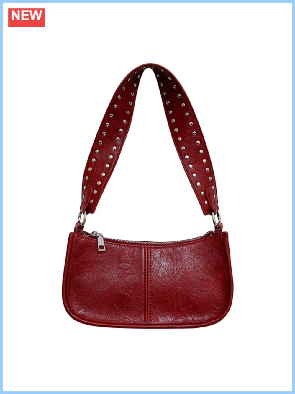 Studded PU Leather Satchel Crossbody Shoulder Bag Adjustable Strap
